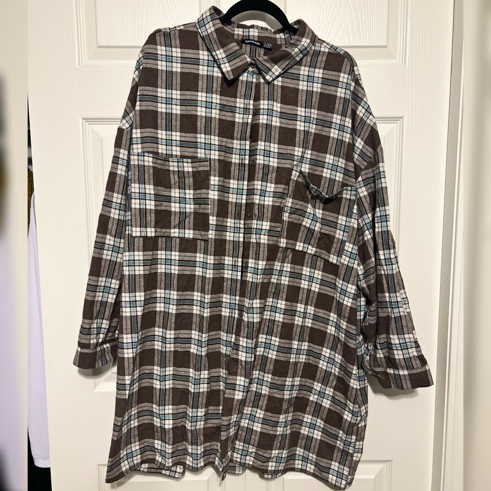 Plaid Blue and gray button up size 16